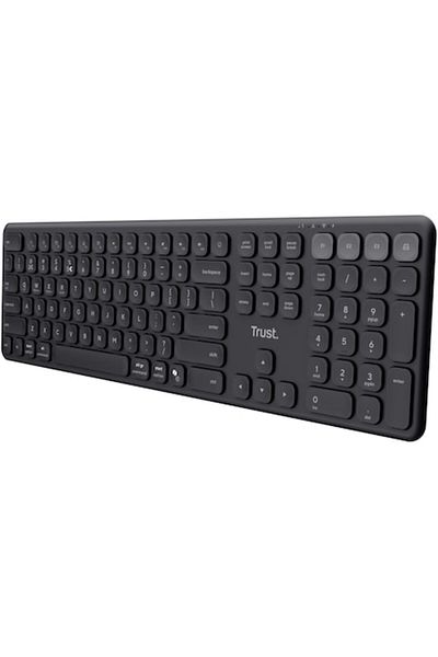 Trust Tastatură wireless VAIYA MULTIDEVICE, RF 2.4GHz, Bluetooth, USB-C, Layout SUA, Negru