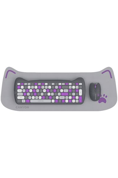CANYON Set tastatură și mouse wireless Canyon, HSET-W6 Kitty Edition, violet