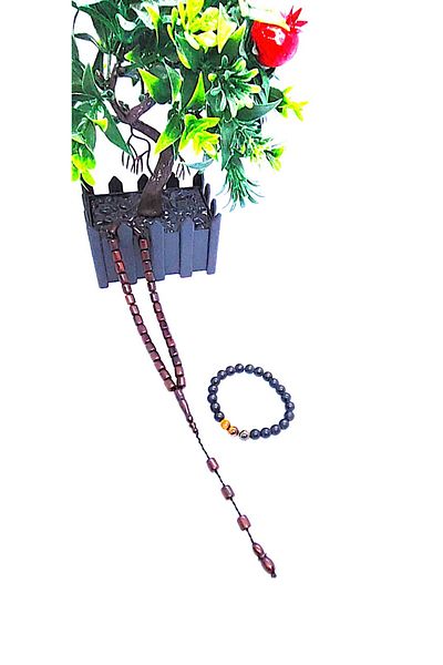 Lio20 Systemed German Fiber Prayer Beads & Onyx Design Tiger's Eye Natural Stone Bracelet Set Gift Combination Accessory