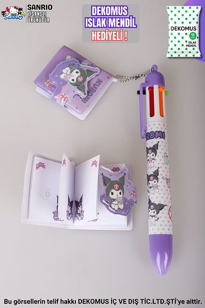 kuromi "Dekomus Wet Wipes with Gift" New Season Licensed 6 Color Ballpen and Notebook 2'