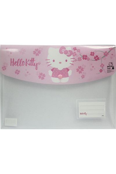Hello Kitty ملف ظرف A4 بجيب واحد شفاف/وردي