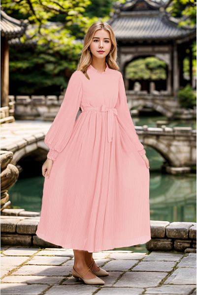 Joui Co Rochie pentru fete Rochie din șifon hijab verde de lungime lungă 11 ani-12 ani-13 ani-14 ani-15 ani-16 ani