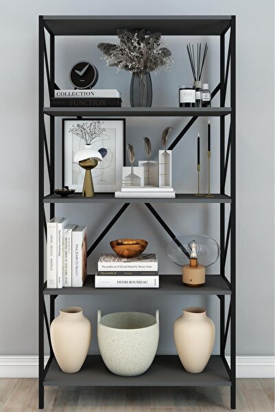 Remaks OMEGA Metal Mutfak Rafı Dolabı 5 Raflı Mikrodalga Fırın Rafı Çok Amaçlı Dolap Raf 150 cm ANTRASİT