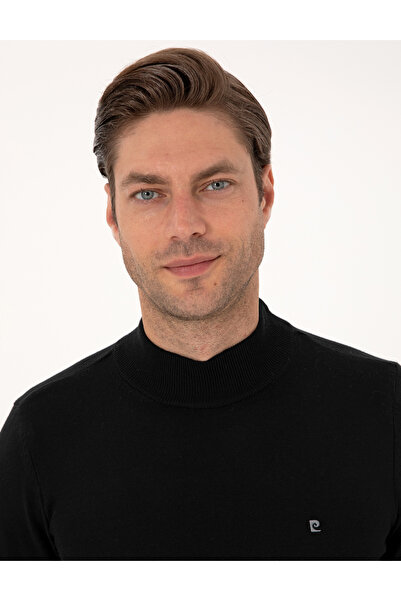 Pierre Cardin Siyah Slim Fit Yarım Balıkçı Yaka Basic Triko Kazak 50314176-VR046