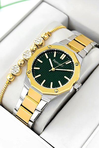 Ferrucci ساعة يد نسائية بسوار فولاذي وعلبة فولاذية، مقاومة للماء حتى 3 ATM، ف...