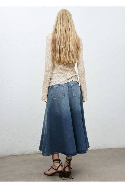 MANGO Woman Midi denim etek