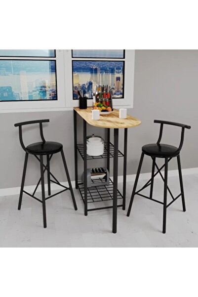 eportatif Mutfak Bar Masa Sandalye Takımı Katlanır Döşemeli Bar Sandalye 2 Ki...