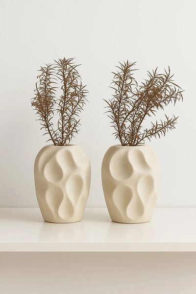 Minima Art Studio 2 Li Nordic Style 15 سم مزهرية حجر بوهيمي Pinterest Pampas Vase ديكور غرفة المعيشة