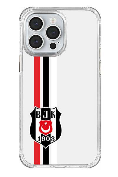 Beşiktaş iPhone 13 Pro Uyumlu Çizgi Arma Şeffaf Lisanslı Telefon Kılıfı