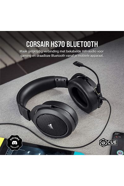 Corsair Gaming Headset with Bluetooth, HS70 Series by Corsair, Over-Ear, Black
