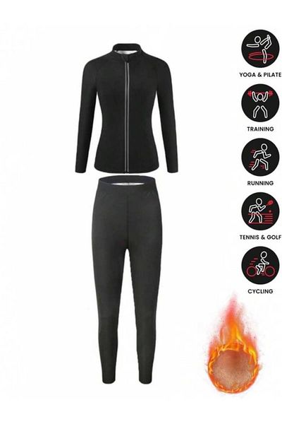 NOTHING Women's 2-Piece Thermal Sauna Suit (Jacket + Pants) - Premium Material for Enhanced Sweating and Body Sculpting