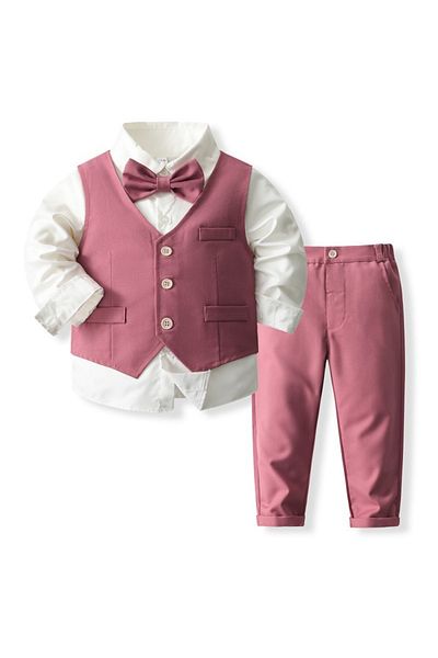 Kidohug Elegant boys' suit, Kidohug, 4 pieces: White shirt, Long pants, Vest, Bow tie