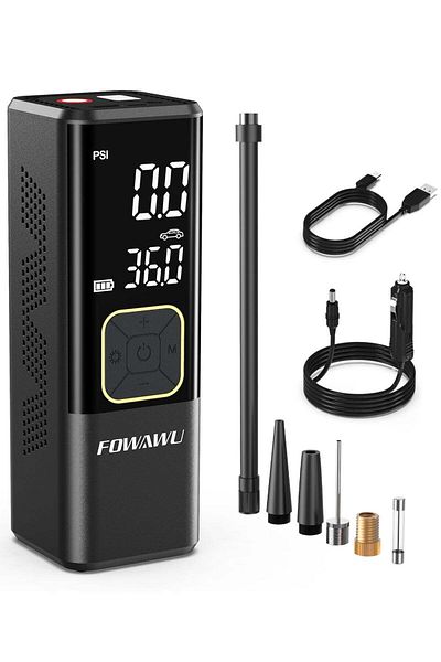 Shopi FOWAWU 7800mAh 150 PSI Portable Air Compressor, Cordless Tyre Inflator for Car Moto Bike Ball, Recha