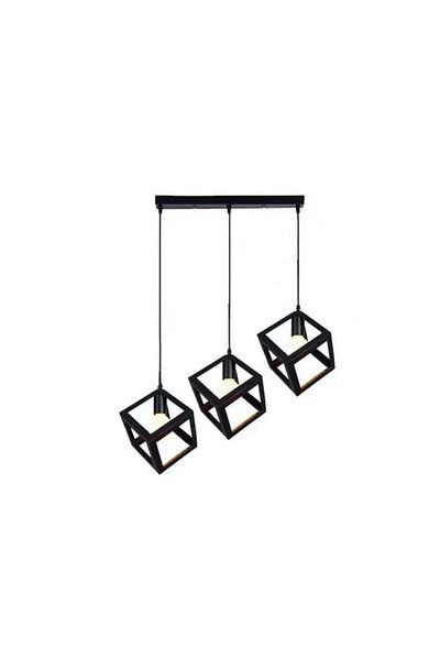 Alista Home Lustra Forma Cub, STRUKTUR Linear Trio, 3 x E27, Negru, Metal