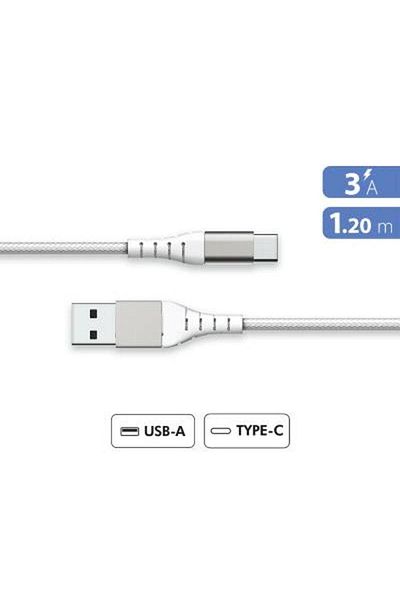 Force كابل USB A/USB C معزز بطول 1.2 متر أبيض