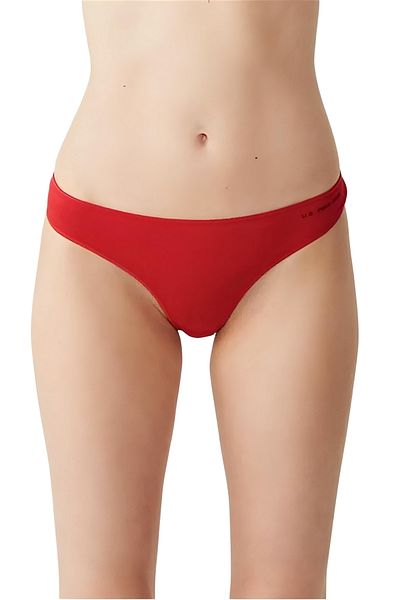 U.S. Polo Assn. Women's 5-Piece Elastic String Panties Set – Red Salmon Black White and Nude