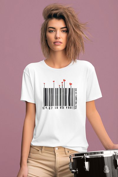 MAGORS Stil-X "I Love You" Printed Cycling Collar 100% Cotton Women's Tshirt, White Color