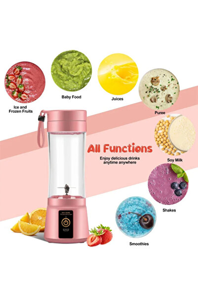 pazariz Taşınabilir El Blenderi Smoothie Milkshake İçecek Şarjlı Margarita Mama Karıştırıcı 380 ml