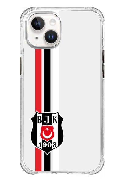 Beşiktaş iPhone 14 Uyumlu Çizgi Arma Şeffaf Lisanslı Telefon Kılıfı