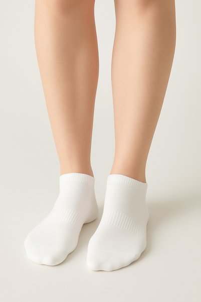 Özpek Giyim White Basic Cotton Women's Men's Booties Socks 6-Piece Casual Comfortable Daily Sports