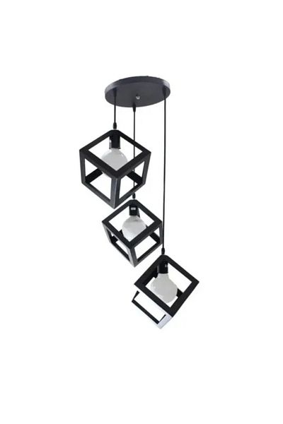 Alista Home Lustra Forma Cub, STRUKTUR Cluster, 3 x E27, Negru, Metal