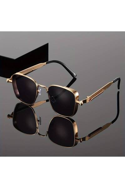 dzmerc Retro Punk & Vintage Steampunk Style Square Metal Frame Sun Glasses / Unisex