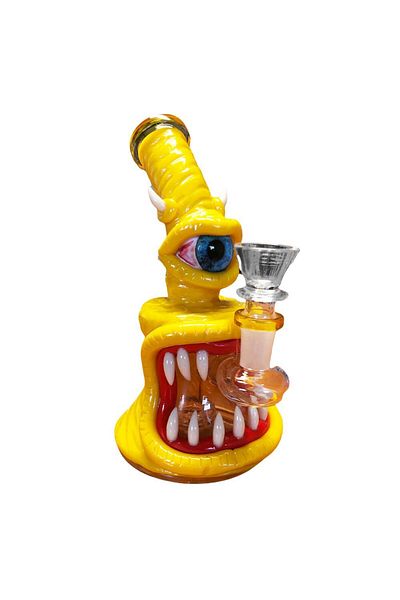 BLACK SHEEP Bong Monster Black Sheep Glass-Clay Yellow - Hand-Painted 3D 16cm