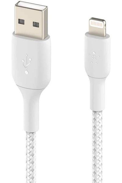 Belkin 3M USB-A Lightning Braided Cable BKN-CAA002BT3MWH White