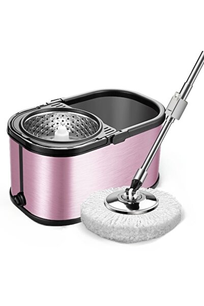 Dreamramp Set mop cu găleată și rotiță din oțel inoxidabil, formă ovală, fini...