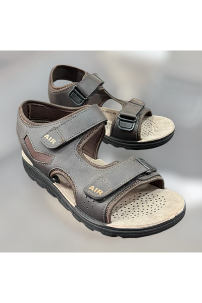 Apella Men's Brown Orthopedic Sole Velcro Sandals