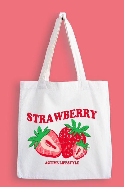 designedfy Strawberry Printed Cloth Bag, Tote Bag