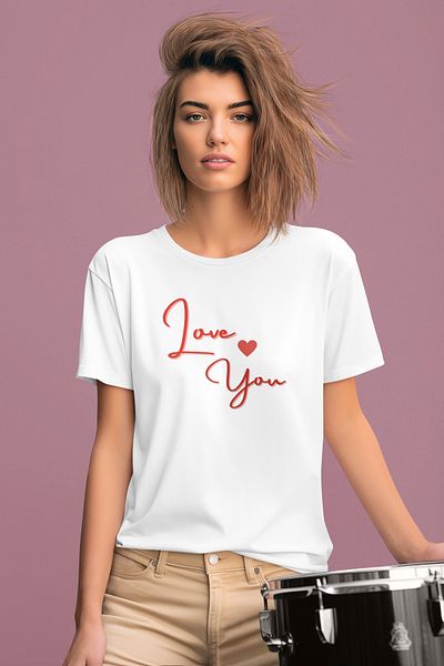 MAGORS Stil-X "I Love You" Printed Crew Neck 100% Cotton Women's Tshirt, White, Black, Red