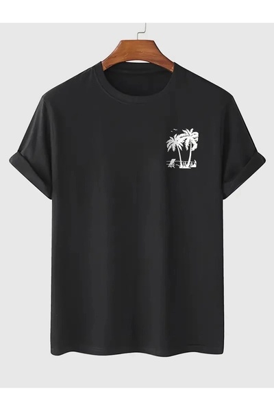 targa lina Tricou Palmiye cu imprimeu tricou pentru femei, cu mânecă scurtă, ...