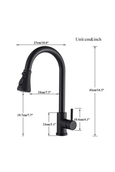 Adsinio Kitchen faucet, Adsinio, Pull-out shower, Rotating, 360, ° 3 intensity levels, Black
