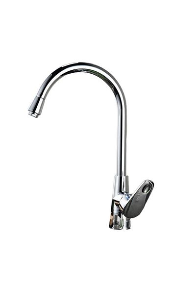 Adsinio Kitchen sink mixer, Adsinio, Large curved faucet, Copper alloy, Silver