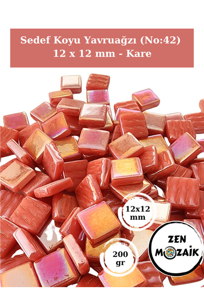 Zen Mozaik Sanatsal Mozaik Çalışmalarınız için 12x 12 mm Kare - Sedefli Cam M...