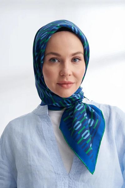 ARMANDA Line Pattern Twill Silk Scarf -4304-42