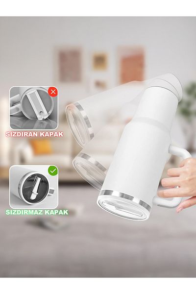 Stanley مجموعة غطاء مانع للتسرب متوافق مع قنينة Quencher سعة 40 أونصة مع كريم شفاط - هدية شفاط