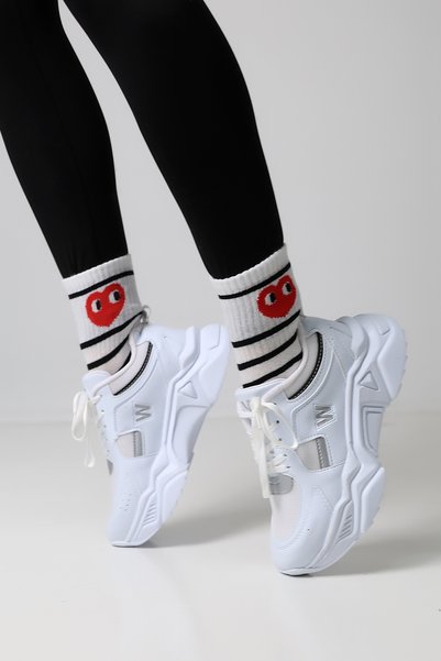Encool Pantofi sport pentru femei cu talpă groasă albă, pantofi pentru utilizare zilnică