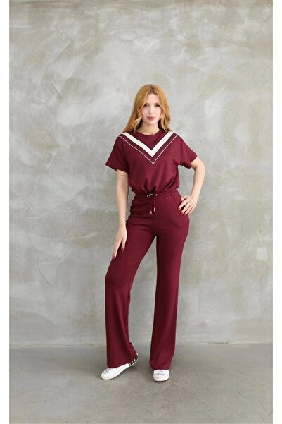 MODA Κοστούμι Osy Modal με απαλή υφή και στρογγυλή λαιμόκοψη - Κόκκινο Claret