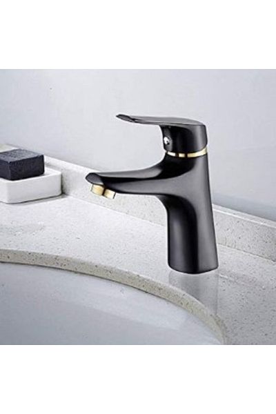 Adsinio Bathroom faucet, Adsinio, Raw Copper Body, Anti-corrosive, Ceramic cartridge,Single lever,Black-Gold