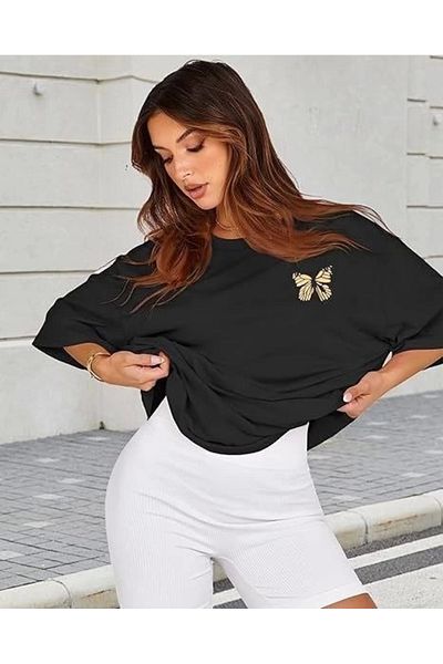 CVS Women's Crew Neck Printed T-Shirt - Black