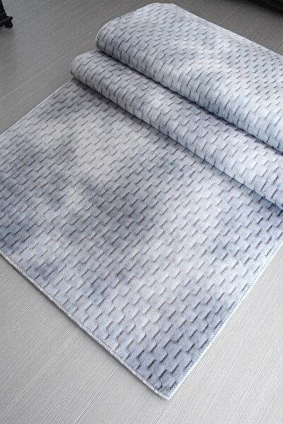 melian Aksu Berlin Non-Slip Base Cutting Embossed Living Room Corridor Kitchen Washable Gray
