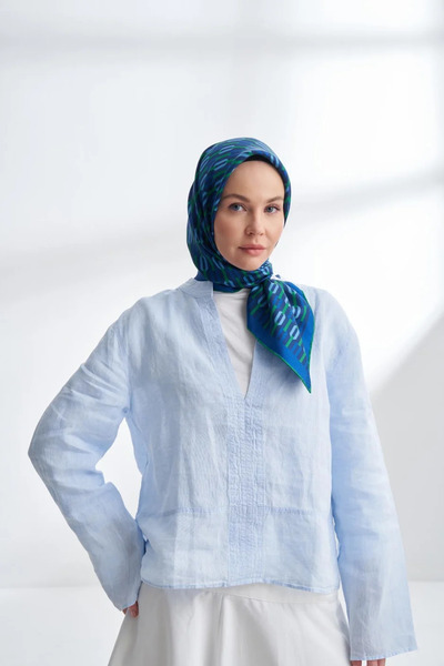 ARMANDA Line Pattern Twill Silk Scarf -4304-42