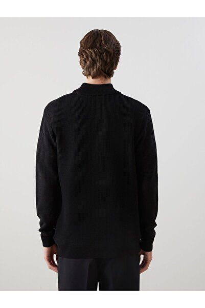 LC Waikiki Tricotaj pentru bărbați cu mânecă lungă guler ridicat negru