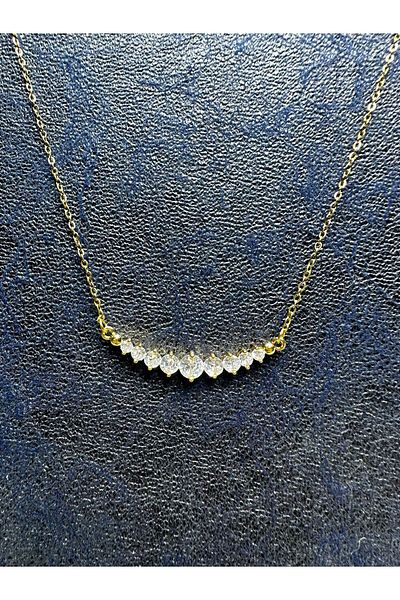 Mutenaura Stainless Steel Row Stone Necklace Gold