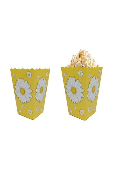turkuaz parti 8-Pack Chamomile Corn Box, Chamomile Concept Corn Box, Chamomile Popcorn Box