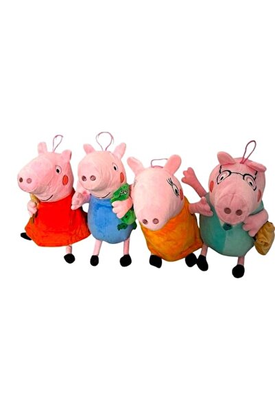 Peppa Set Pig, 4 Jucării de Pluș, Multicolor, cu Funcții Muzicale, 33-35cm