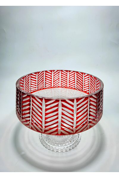 AKDEN STORE وعاء كريستال مقطع ديكور 24 سم