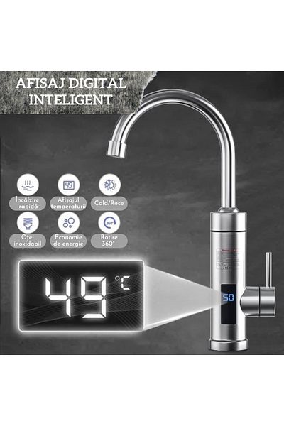 Adsinio Instant Electric Faucet, Adsinio, LED Display, 3000 W, Hot Water 30°C-60°C, Stainless Steel
